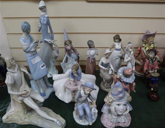 A group of Lladro, Nao and other porcelain figures